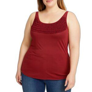 Bisou Bisou Women’s Smocked Detail Tank Top in Red | Size XL